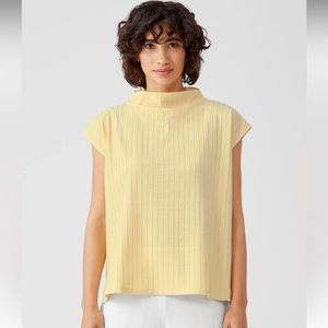 Washable StretchRib Funnel Neck Square Top Eileen Fisher Sm
